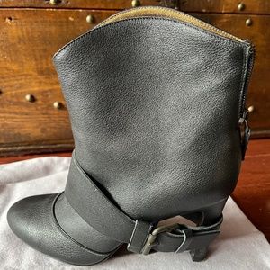 Borgo Black Leather Ankle Stiletto Heels Ankle Boots